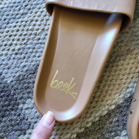 BEEK Gallito Slides Leather Slide Sandals Honey Size 5 - Picture 3 of 6
